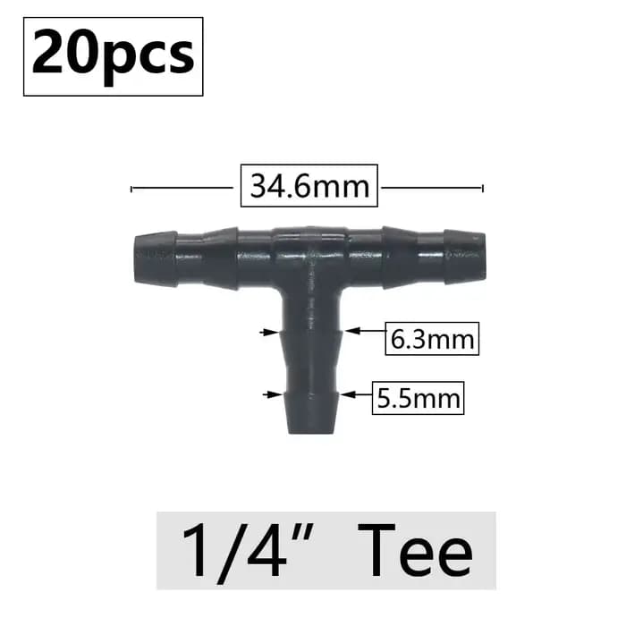 Connecteur de tuyau d'arrosage, 20 pièces, 3mm, 4mm, d'argile goutte à goutte 1/4 en effet et 1/8 en
