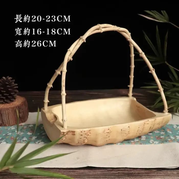 Plateau à racines de bambou japonais, panier rond créatif fait à la main, plat de fruits décoratif p