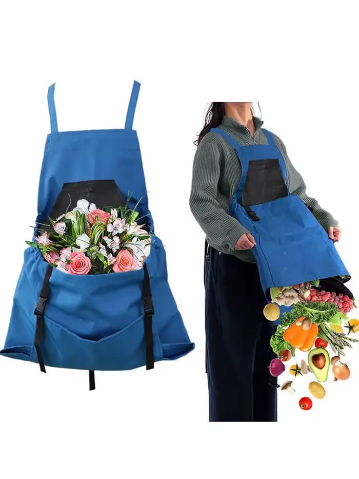 Tablier de jardinage d'extérieur avec grande poche – Sac de cueillette à dégagement rapide
