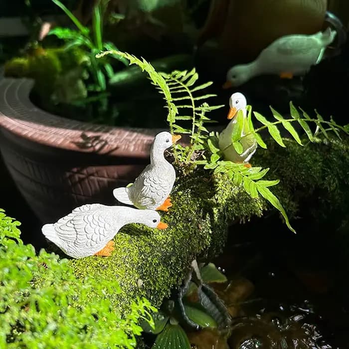 Nouveau lot de 3 pots de fleurs hydroponiques en forme de canard blanc mignon
