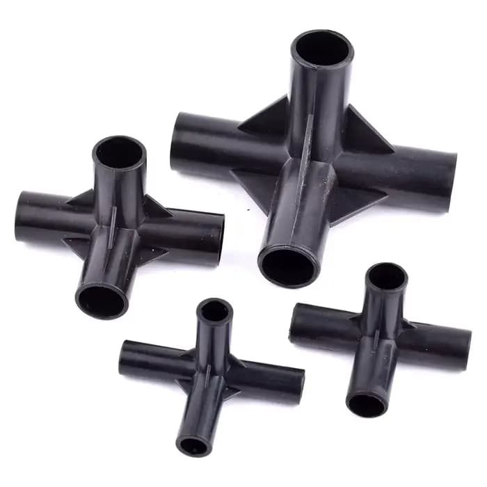 Raccords de tuyaux en PVC noir 8/12/16/19mm, connecteur à 4 voies, raccords fixes pour tente, garde-