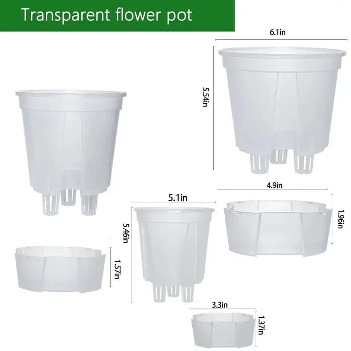 Pot de fleurs Transparent auto-arrosage avec réservoir