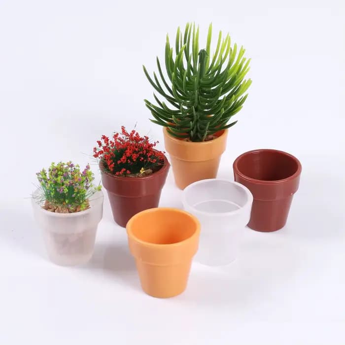 Lot de 5 mini pots en terre cuite pour maison de poupée