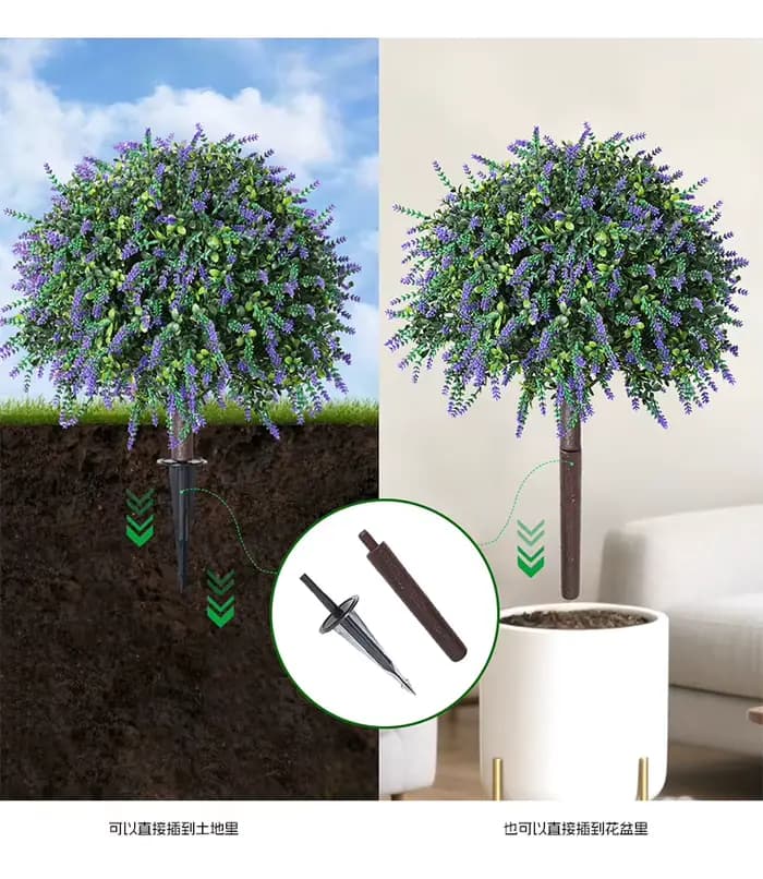 Plante artificielle à démonter et assembler, type eucalyptus et lavande, à enfouir dans le sol, pour décoration intérieure et extérieure, en pot