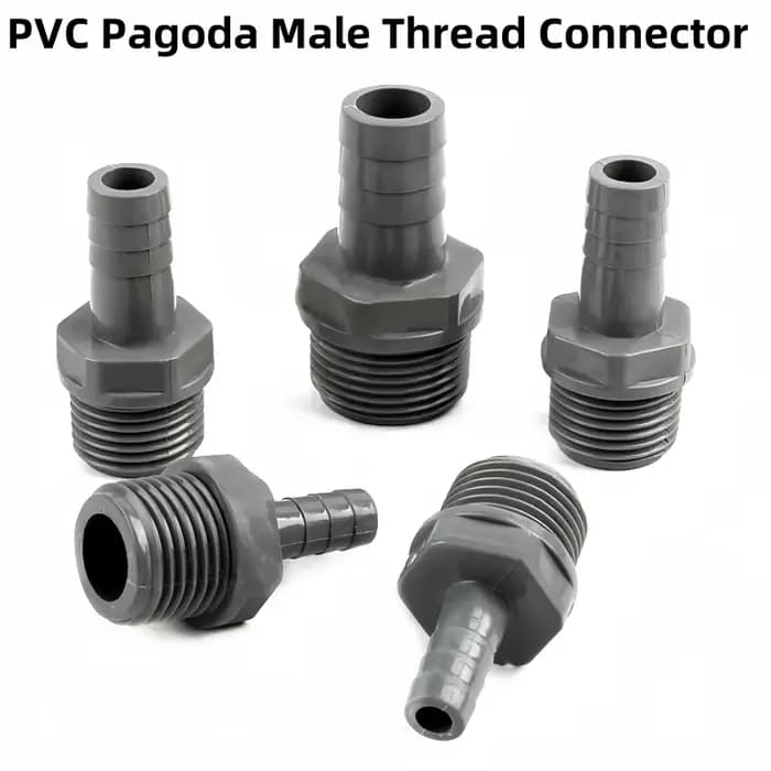 1/3 pièces 1/2 "3/4'' à 8 ~ 16mm gris PVC pagode connecteur à filetage mâle Aquarium Aquarium eau d'