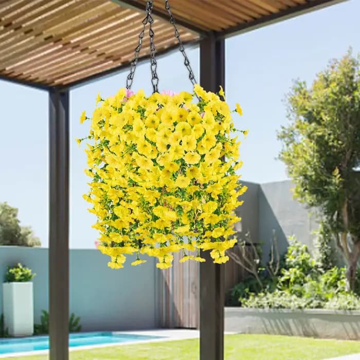 Faux Petunias, fleurs artificielles en soie, résistantes aux intempéries, durables, 2 pièces, pour véranda, jardin, patio, pot, boîte à fleurs