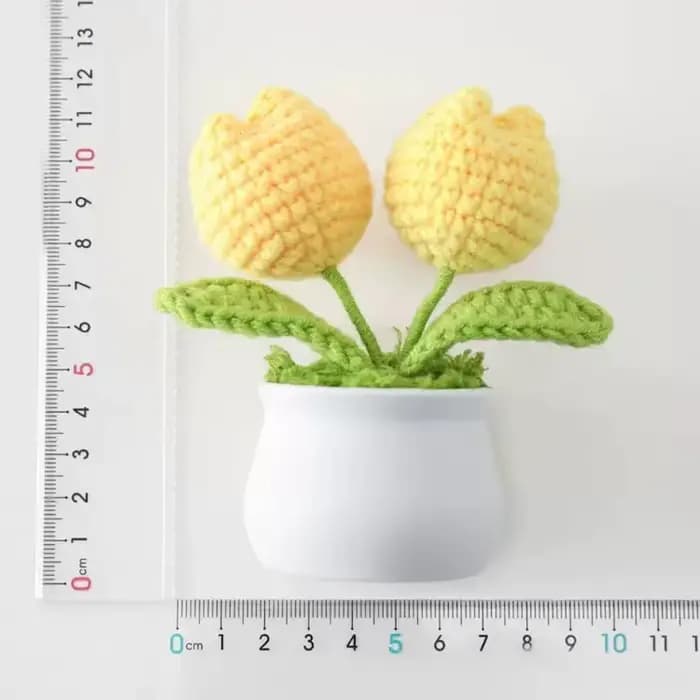 Tulipes Crochet fleur en pot créatif tissé Rose fleurs fini tricoté plante tulipanes Tejidos