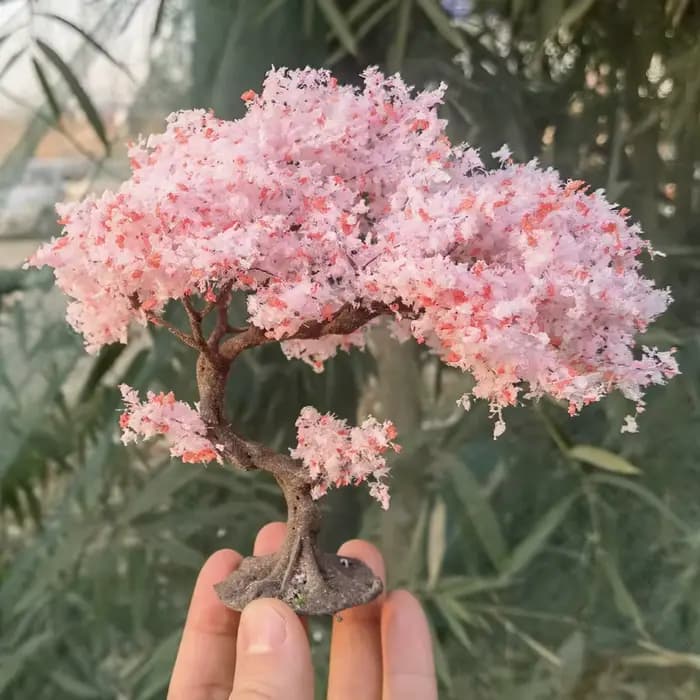Modèle d'arbre de cerisier en fleurs rose 10/15cm