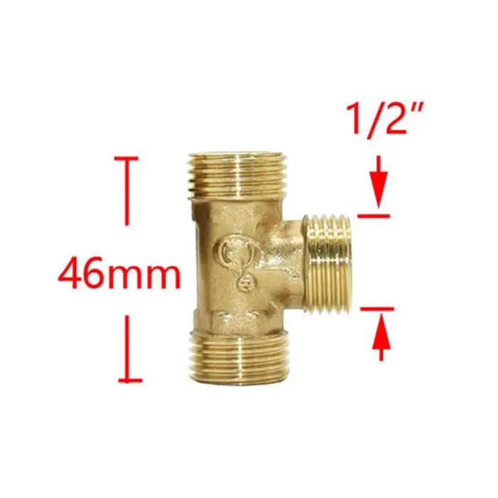 Connecteur de Tuyau d'Eau Fileté en Métal et Cuivre, en Forme de T, 1/2, 3/4 Pouces, Laiton, 1/2, 3/