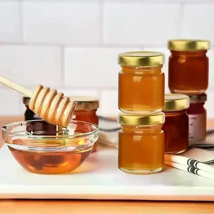 Mini pots hexagonaux en verre de 45ML, 3/5 pièces, avec couvercles à vis dorés, étanches, réutilisables, polyvalents, pour le stockage du miel, de la confiture et des épices