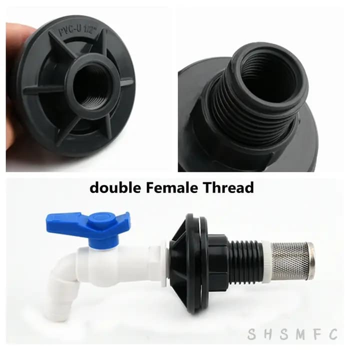 Joints de réservoir d'eau à Double filetage femelle UPVC 1/2, 3/4, 1 pouce, accessoires d'irrigation