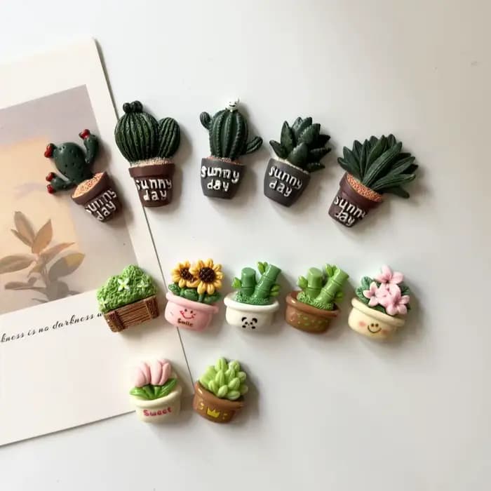 Mini Cactus plante en pot résine réfrigérateur aimant décoration de la maison