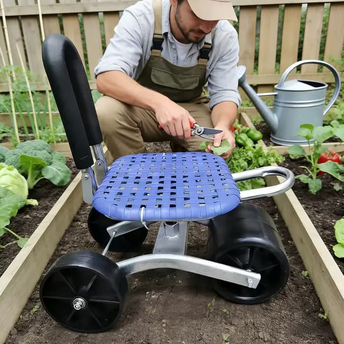 Chariot de jardin roulant avec siège
