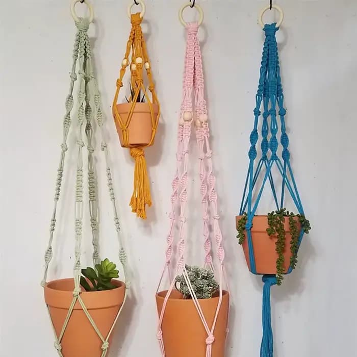 Porte-plante en macramé Boho coloré, tissé à la main, 100% coton, pour Pot de fleur, panier suspendu