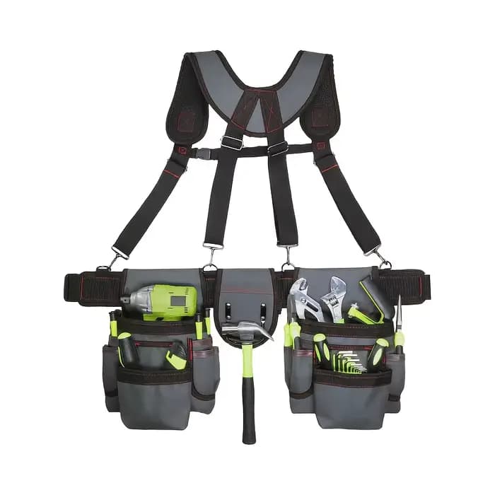 Ceinture à outils pour hommes, ceinture à outils réglable de 32 à 66 pouces avec bretelles pour élec