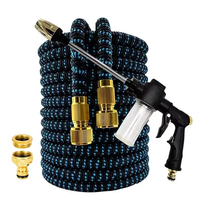 Tuyau d'arrosage extensible avec buse haute pression, pratique et flexible, utilisé pour le lavage d