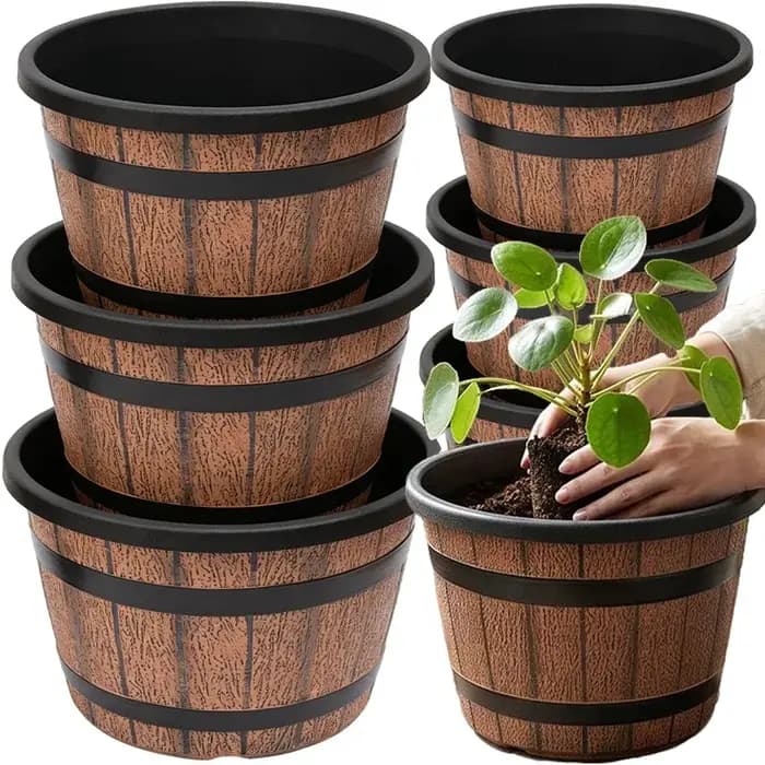 Pot de fleurs en bois simulé L/XL, pots de jardin, conteneurs pour plantes, pots décoratifs, fournitures pour la maison, le jardin, la cour, le patio, la ferme