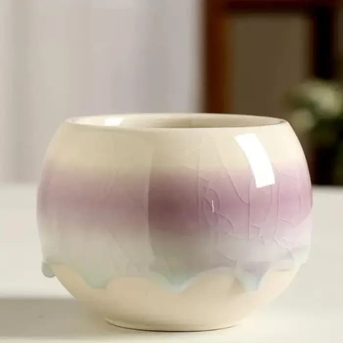 Pot de fleurs en céramique dégradé effet glaçon craquelé pour plantes succulentes, avec glaçure fluide, respirant, pour la décoration de la maison et du jardin