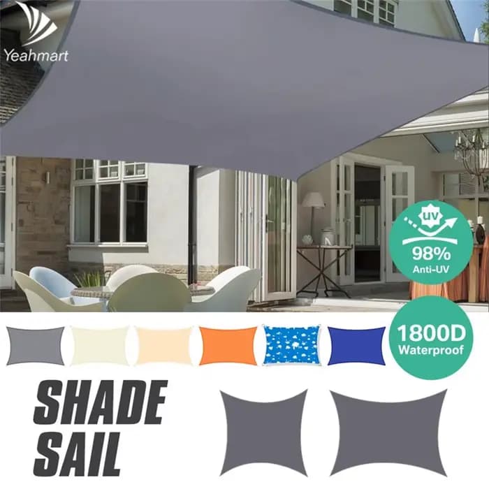Voile pare-soleil imperméable à 98% UV, auvent carré Rectangle 3m * 3m/3.6m * 3.6m/5m * 3m/4m * 3m p
