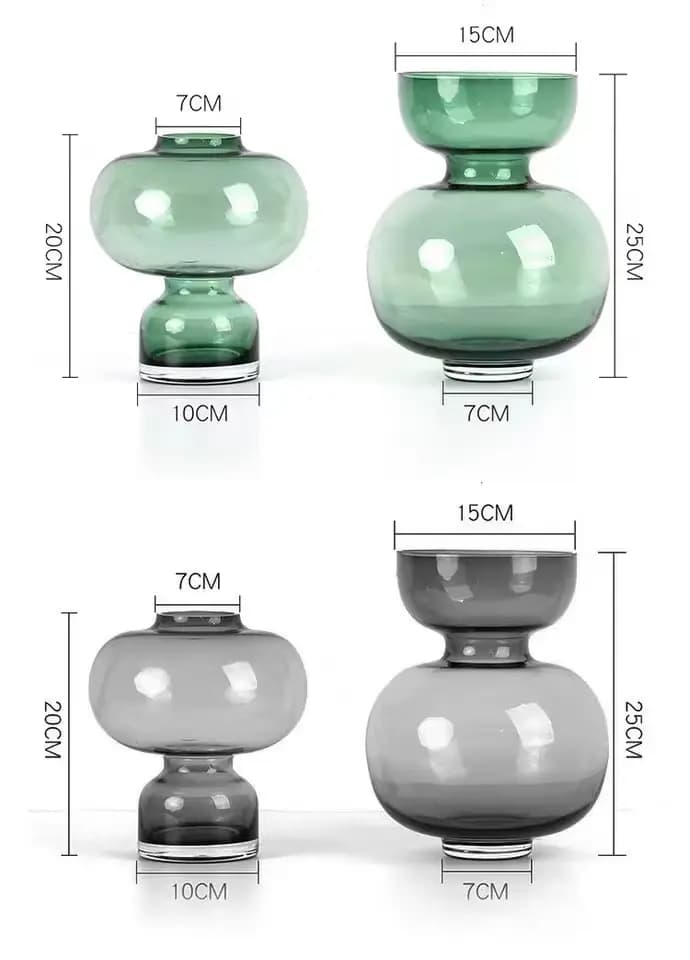 Vase en verre rond vert pour fleurs