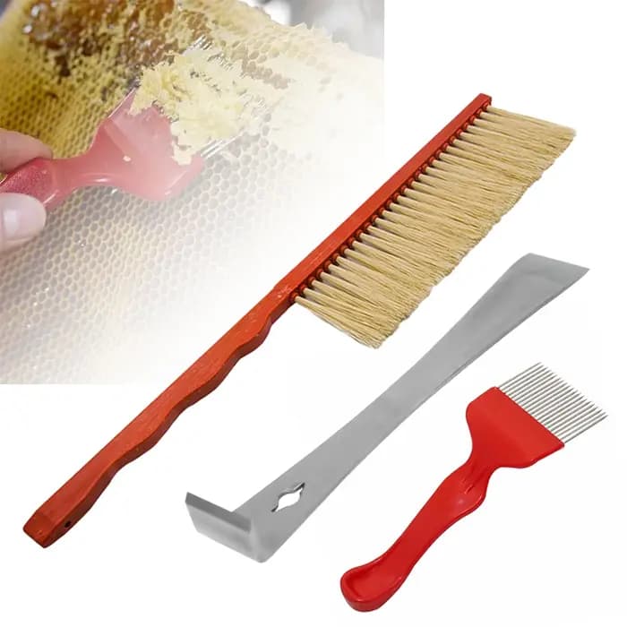 Kit d'outils d'apiculture 3-en-1 : Brosse à abeilles