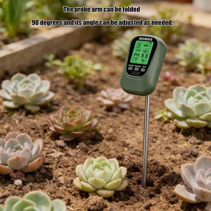 Testeur d'humidité du sol 4-en-1 avec écran LCD rétroéclairé pour le jardinage