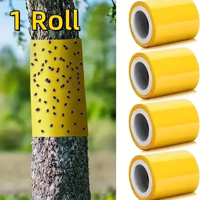 1 rouleau de ruban anti-insectes jaune double face pour empêcher les insectes