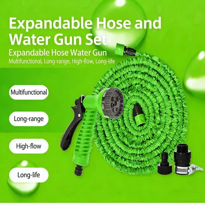 Ensemble de tuyau d'arrosage extensible multifonctionnel avec pistolet de lavage haute pression