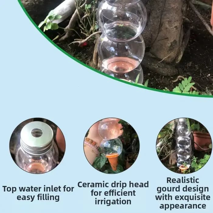 Dispositif d'arrosage automatique transparent en forme de gourde allongée