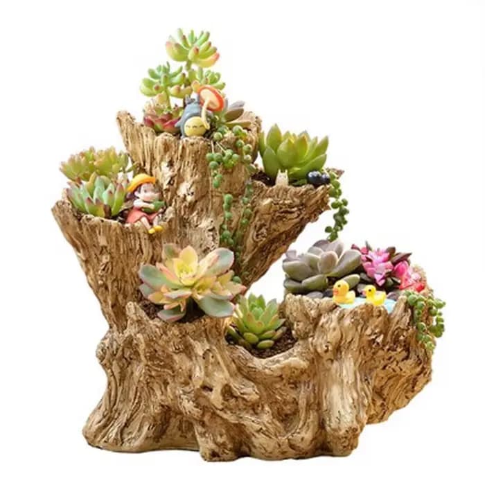 Pot de fleurs en résine pour plantes succulentes, support en pot de bureau, en forme d'arbre créatif