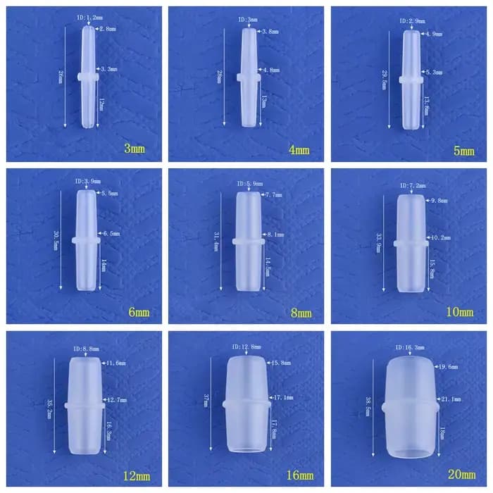 5 ~ 200 pièces bouche plate directe 3 ~ 20mm tuyau en plastique connecteurs de diamètre égal Aquacul