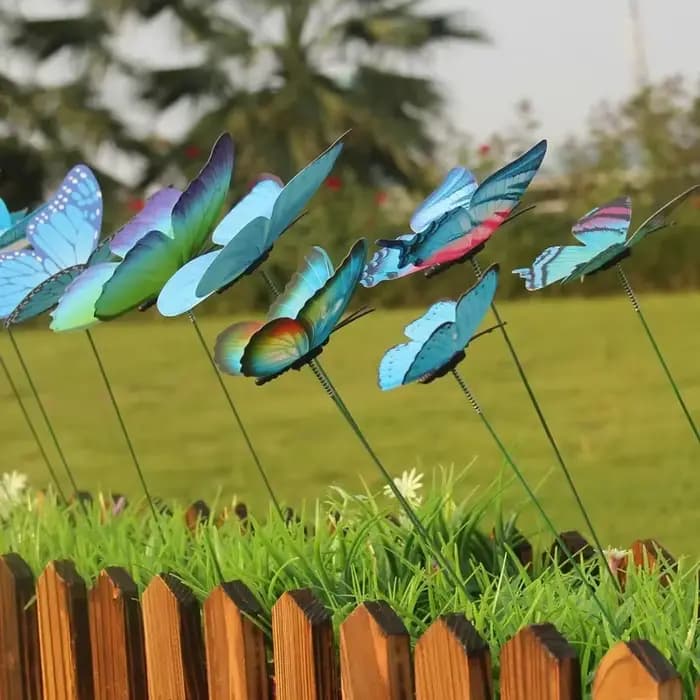 12 pièces/ensemble papillons colorés piquet de jardin jardinière de cour piquets de papillon décorat
