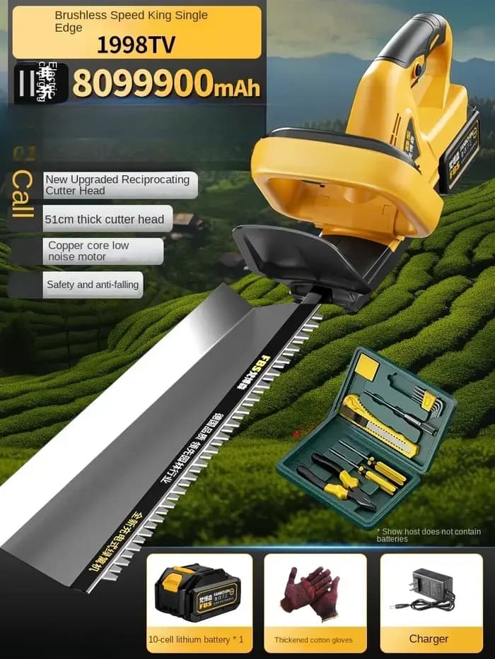 Taille-haie électrique sans fil avec sécateur et cisailles pour l'entretien du jardin et du pelouse