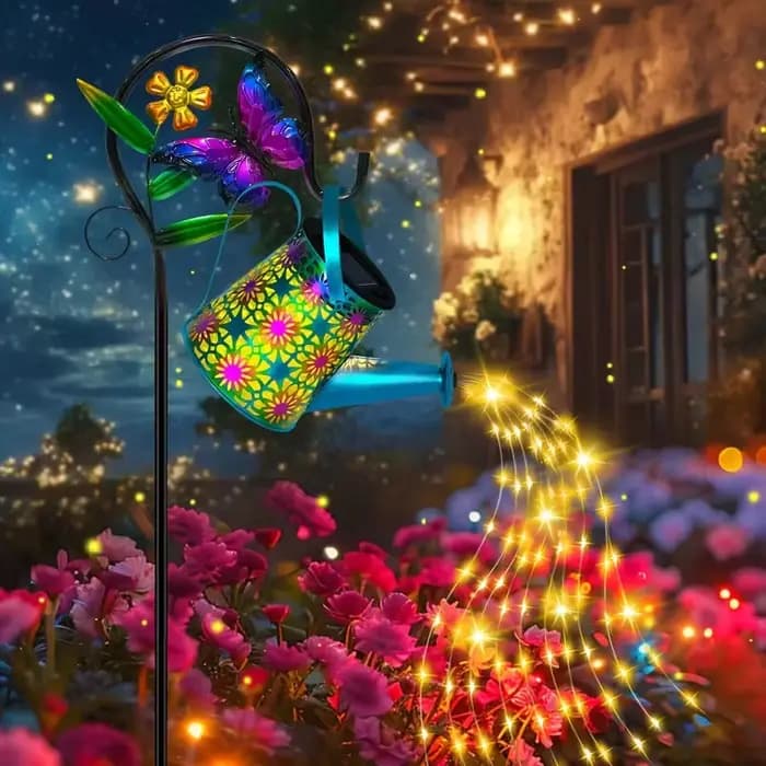 Arrosoir papillon à énergie solaire et lanterne, décoration de jardin, accents parfaits pour les che