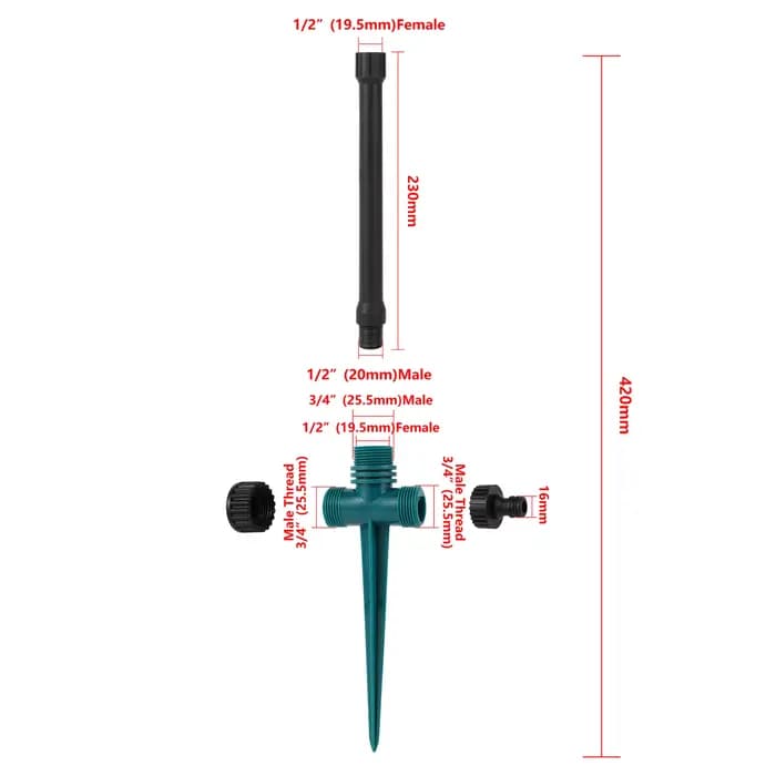 Support d'arrosage pour poteau d'extension fileté de 1/2 pouces