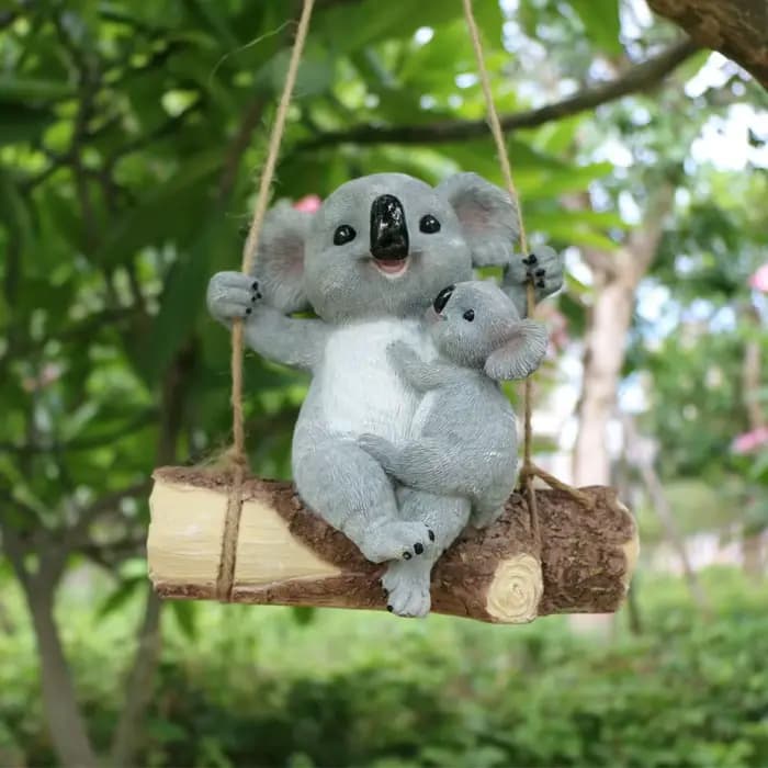 Figurine d'ours Koala en résine, 1 pièce, Adorable balançoire, parfaite pour la décoration de jardin