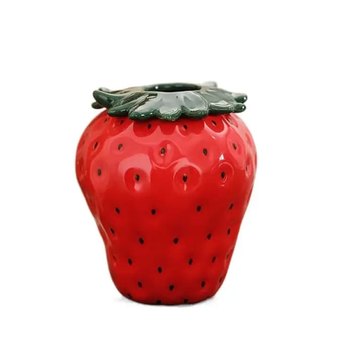 Vase en céramique mignon en forme de fraise