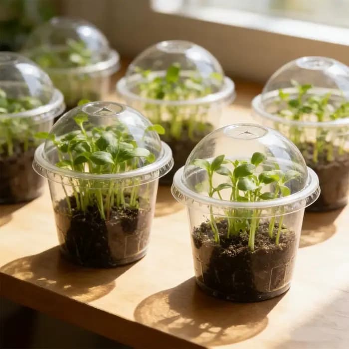 Pot de pépinière transparent avec couvercle respirant, pot de démarrage pour graines, conteneur pour