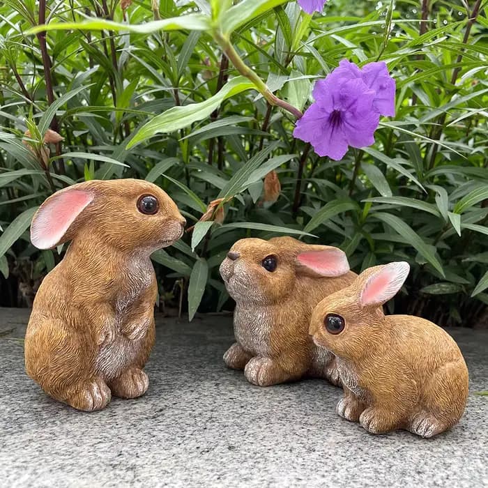 Ensemble de 3 décorations de jardin lapin de Pâques, pour la maison, le jardin et l'extérieur