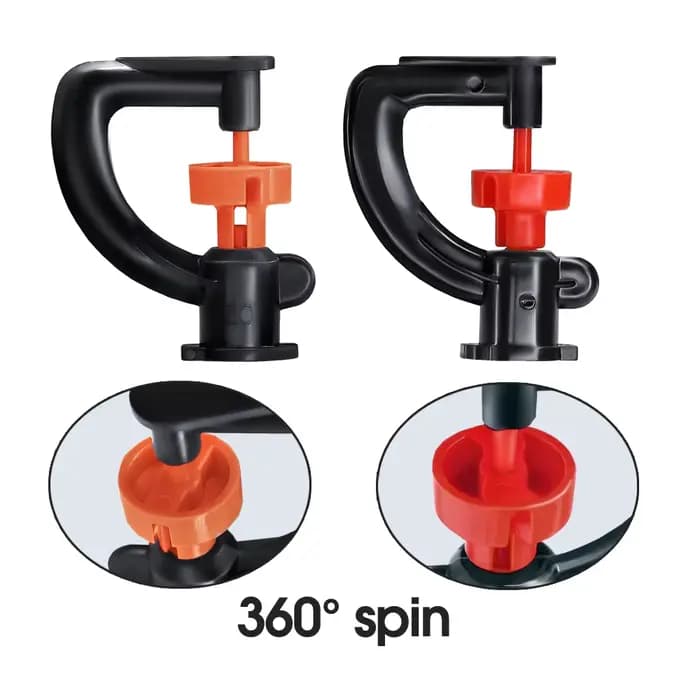 5 pièces 360 ° Micro pulvérisateur rotatif d'irrigation, avec piquet de 21cm, connecteur barbelé d