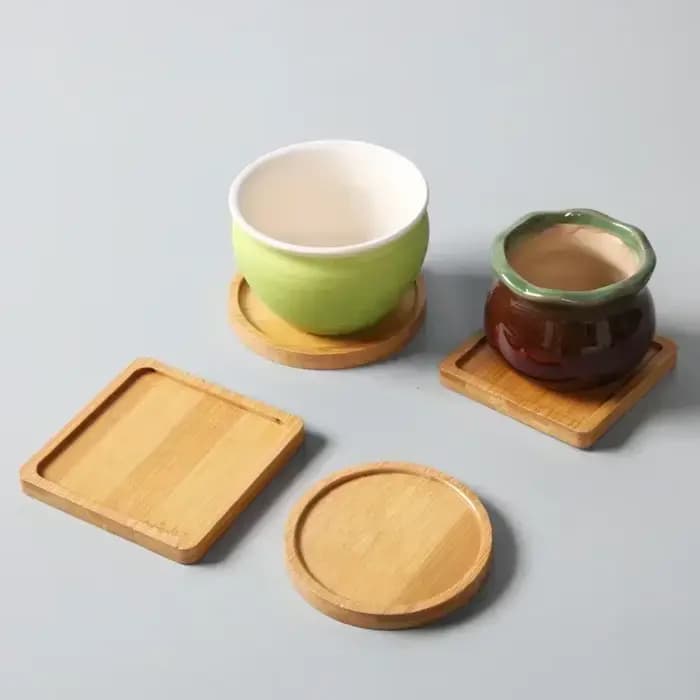 Plateau multi-bambou, soucoupe en bois, Pot de fleur, plateau de tasse, plaque de dessous de verre, assiette décorative de cuisine, dessous de verre créatif, tapis de tasse à café