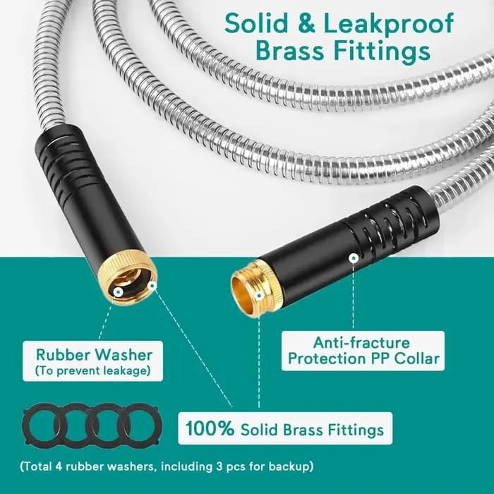 Tuyau d'arrosage en acier inoxydable de 75 pieds, tuyau d'eau en métal pour Patio extérieur RV, tuya