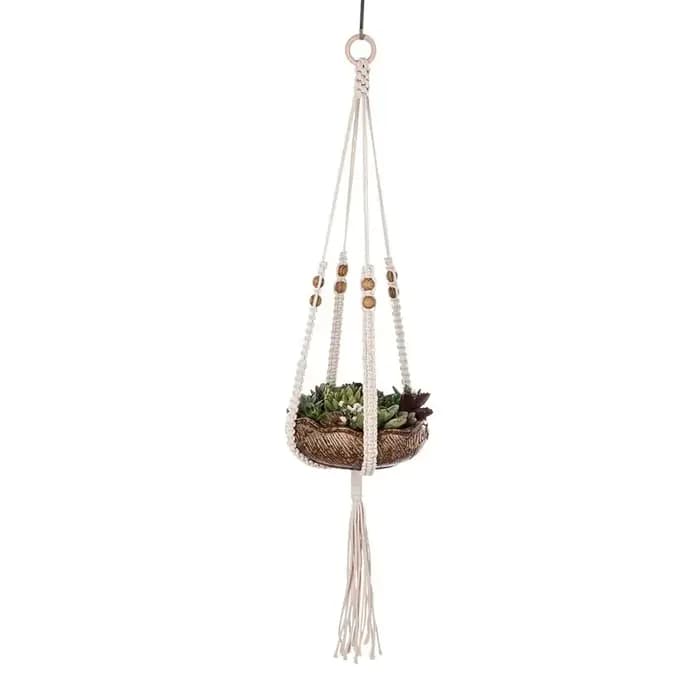 Support de pot de fleurs suspendu en corde de coton style bohème