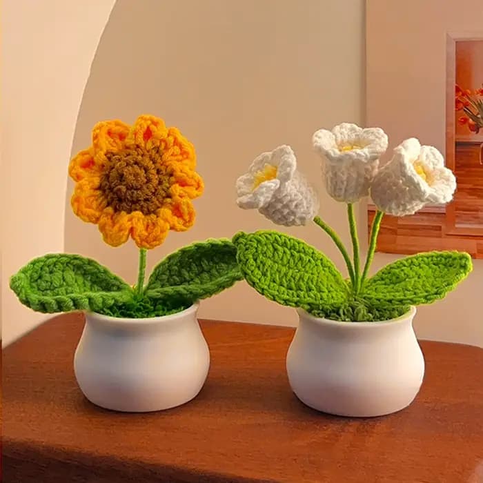 Fleurs au Crochet, petites fleurs en pot mignonnes