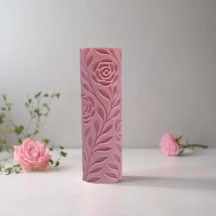 Rouleau de texture en relief motif vignoble (raisin et rose) pour poterie DIY