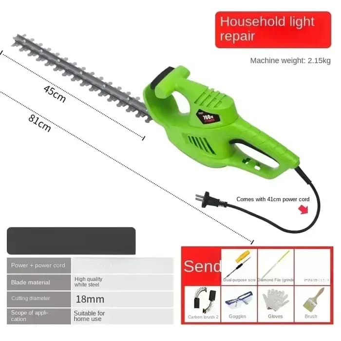 Taille-haie filaire Thomas Europe 220 V avec lame double action de 22 pouces et poignée ergonomique