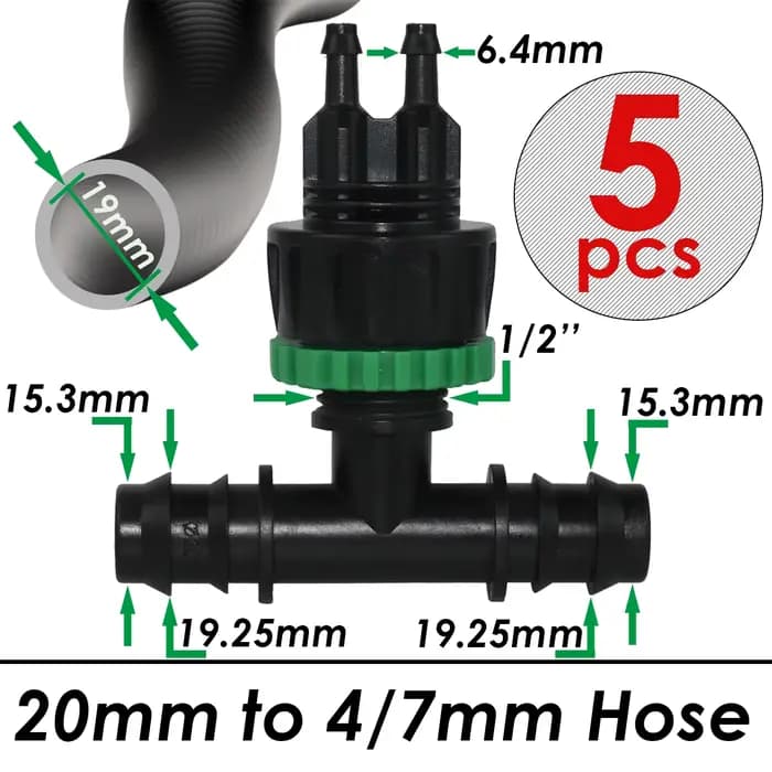 KESLA 5 pièces 1/2 3/4 1 ''PE tuyau 16mm 20mm 25mm connecteur séparateur té couplage à 4/7mm 1/4 tuy