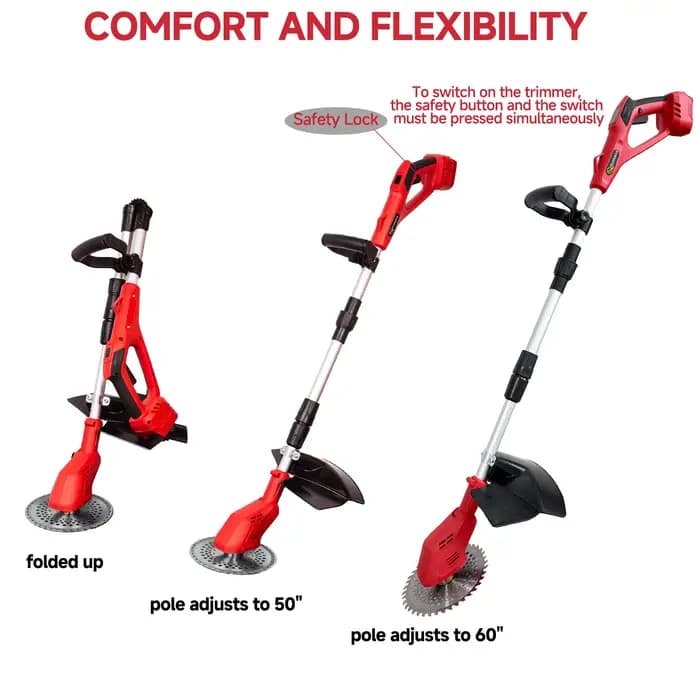 Tondeuse à gazon électrique télescopique pliable sans balais