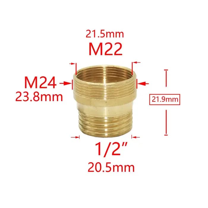 Connecteur de filetage en laiton 1/2 "à M22/20/24/16/18/28 pour robinet