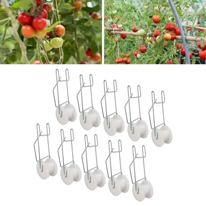 Crochets à rouleaux de Support pour tomates, résistants à la chaleur, fil d'acier galvanisé PP, gain